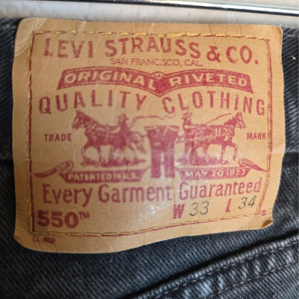 Vintage 90s Levis 550 Jeans Black Relaxed Fit Tapered Denim USA Made Mens 33x34